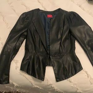 Faux leather peplum jacket!